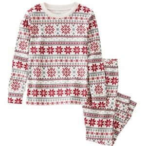 Carter's Little Planet Red & White Snowflake Pajama Set ChristmaSize 18 months